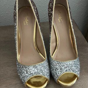 Like New Thalia Sodi Peep-Toe Pump Siver/Gold/Rose Gold Size 9